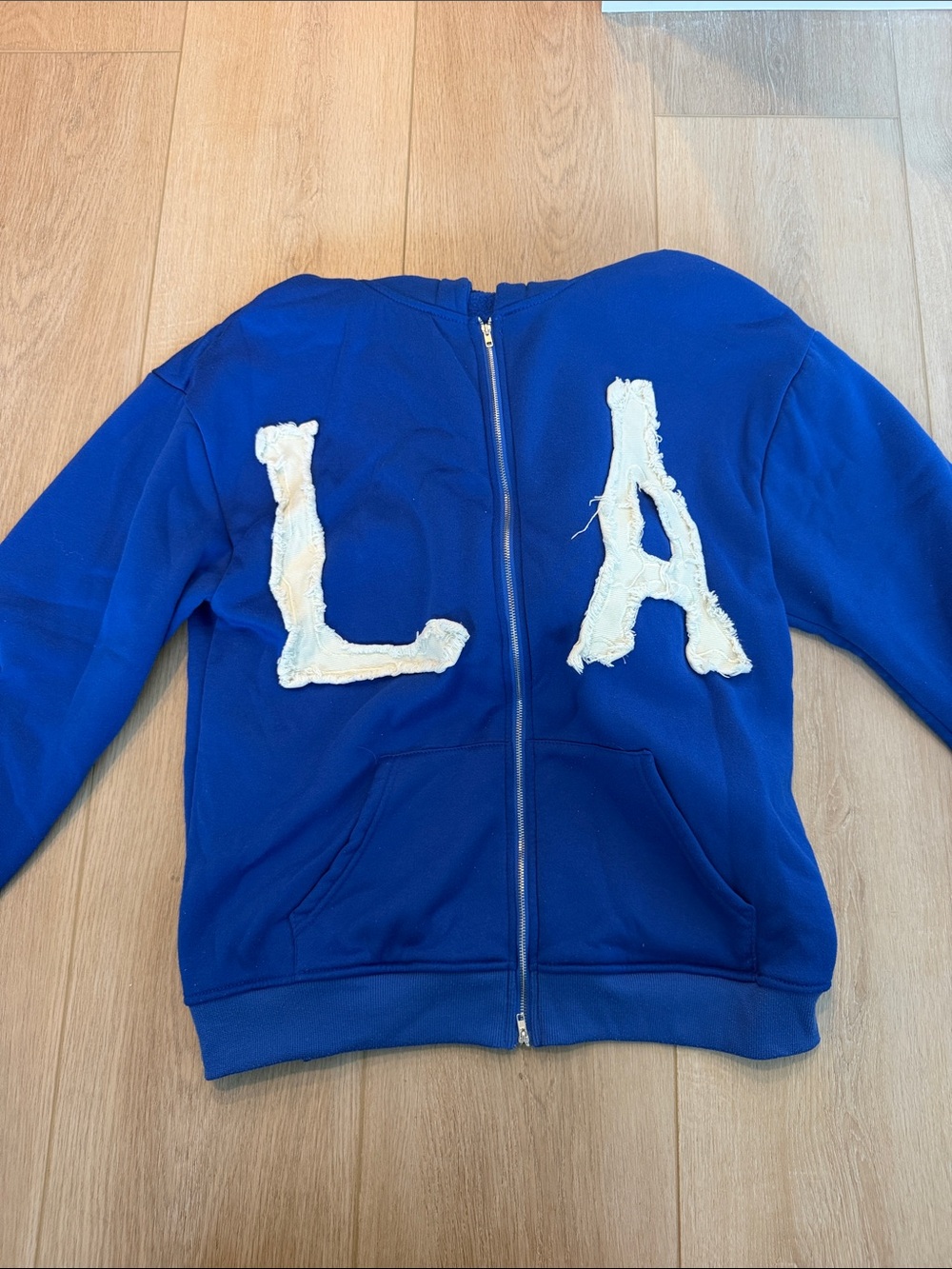 Blue Zip Hoodie with LA